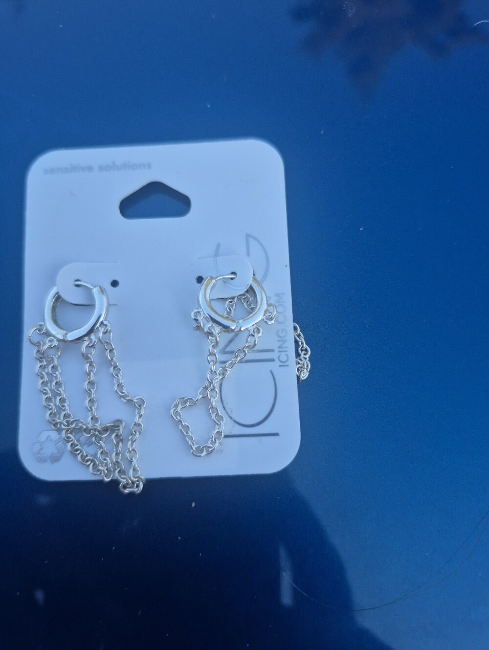 Claire's Silver Chain Hoop Drop Earrings